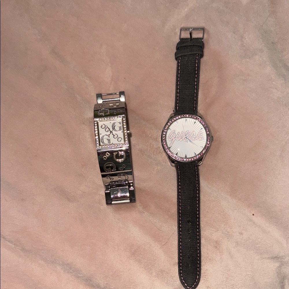 Guess Black Jean and Silver women Watch Duo
